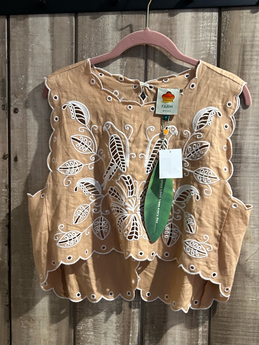 NWT Farm Rio SAND RICHILIEU
SLEEVELESS CROP TOP, M - Picture 5 of 12